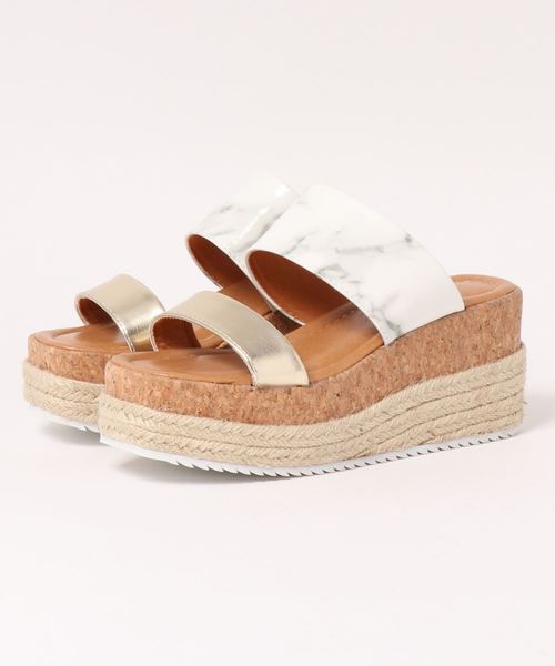 KOBE LETTUCE（コウベレタス）の「バイカラー異素材ジュートサンダル（サンダル・レディース・キャメル/ゴールド/ホワイト/ブラック・S/L/LL/M）」の13枚目の写真