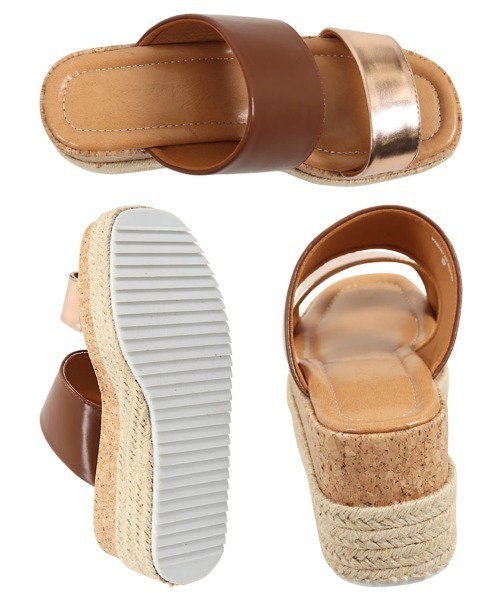 KOBE LETTUCE（コウベレタス）の「バイカラー異素材ジュートサンダル（サンダル・レディース・キャメル/ゴールド/ホワイト/ブラック・S/L/LL/M）」の11枚目の写真