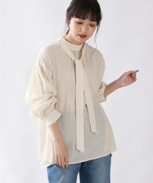 LOWRYS FARM（ローリーズファーム）の「３ＷＡＹボウタイブラウス　895050（シャツ/ブラウス・レディース・ホワイト/ブラック/ベージュ/ブルー・FREE）」の4枚目の写真