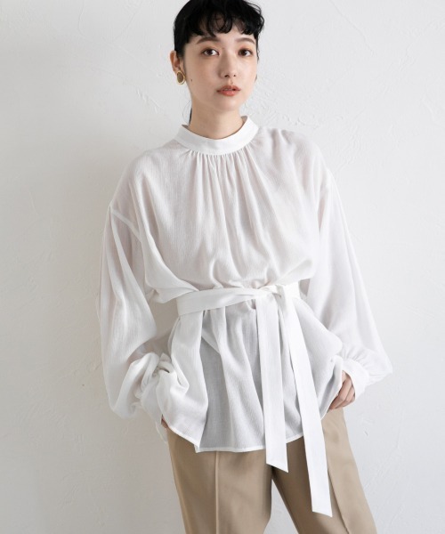 LOWRYS FARM（ローリーズファーム）の「３ＷＡＹボウタイブラウス　895050（シャツ/ブラウス・レディース・ホワイト/ブラック/ベージュ/ブルー・FREE）」の2枚目の写真