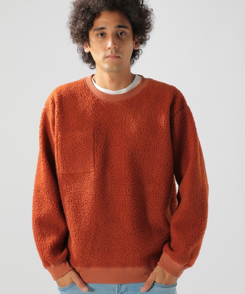 BAYFLOW（ベイフロー）の「スウェードリバーシブルボアクルー L/S（スウェット・メンズ・ベージュ/オレンジ/サックスブルー/オリーブ・SMALL/MEDIUM/LARGE）」の8枚目の写真