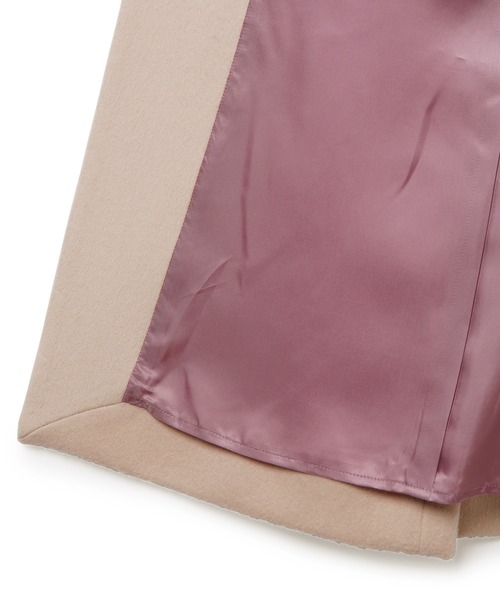 美品 ADAM ET ROPE Vネック ノーカラーコート ライトピンク ADAM ET ROPE'（アダムエロペ）の「ビーバーVネックノーカラーコート