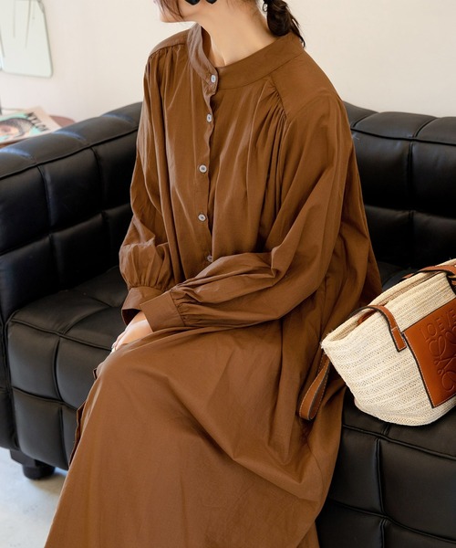 DAY CLOSET(デイ クローゼット)の「レディース 羽織れる2WAYパフスリーブナチュラルフレアシャツワンピ(ワンピース・レディース・グレイッシュベージュ/ブルー/オレンジ系その他/ライトベージュ/ブラック/ブラウン・ONE SIZE)」の16枚目の写真