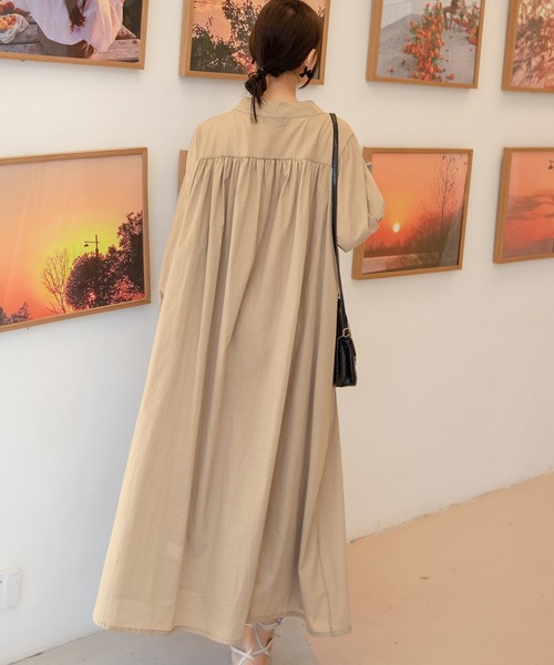 DAY CLOSET(デイ クローゼット)の「レディース 羽織れる2WAYパフスリーブナチュラルフレアシャツワンピ(ワンピース・レディース・グレイッシュベージュ/ブルー/オレンジ系その他/ライトベージュ/ブラック/ブラウン・ONE SIZE)」の20枚目の写真