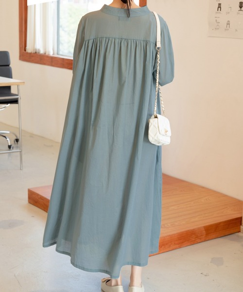 DAY CLOSET(デイ クローゼット)の「レディース 羽織れる2WAYパフスリーブナチュラルフレアシャツワンピ(ワンピース・レディース・グレイッシュベージュ/ブルー/オレンジ系その他/ライトベージュ/ブラック/ブラウン・ONE SIZE)」の22枚目の写真