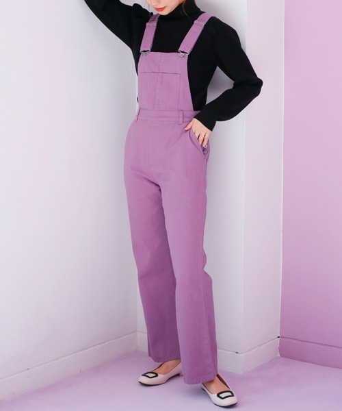 one after another NICE CLAUP（ワンアフターアナザーナイスクラップ）の「デニムサロペット（サロペット/オーバーオール・レディース・アイボリー/ブラック/ネイビー/パープル・FREE）」の4枚目の写真