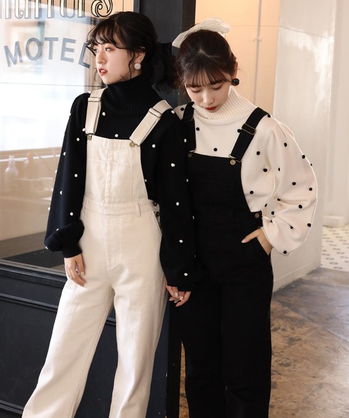 one after another NICE CLAUP（ワンアフターアナザーナイスクラップ）の「デニムサロペット（サロペット/オーバーオール・レディース・アイボリー/ブラック/ネイビー/パープル・FREE）」の7枚目の写真