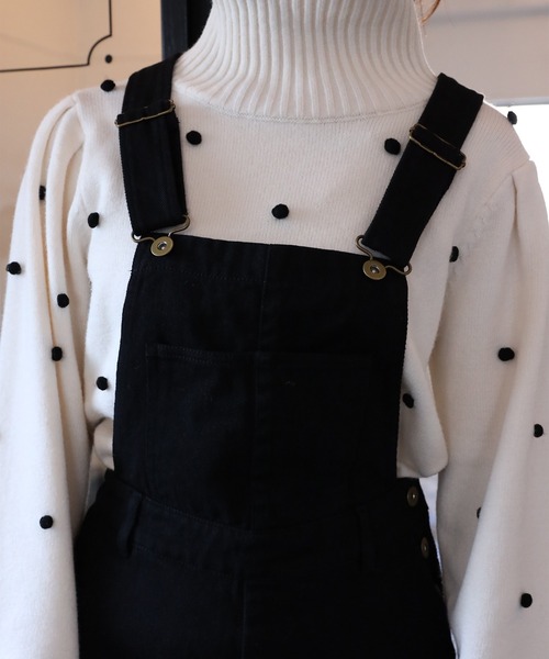 one after another NICE CLAUP（ワンアフターアナザーナイスクラップ）の「デニムサロペット（サロペット/オーバーオール・レディース・アイボリー/ブラック/ネイビー/パープル・FREE）」の16枚目の写真