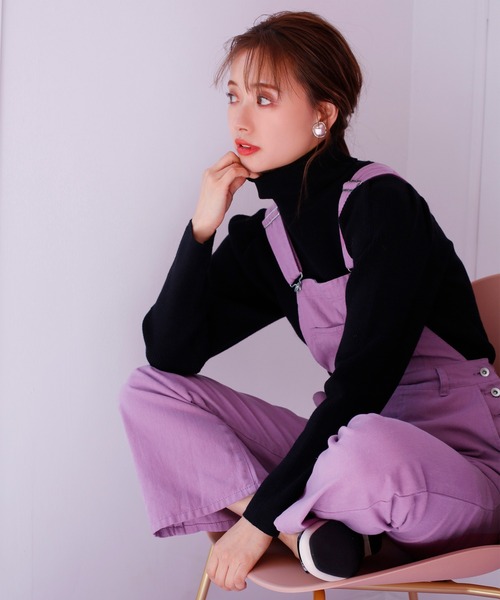 one after another NICE CLAUP（ワンアフターアナザーナイスクラップ）の「デニムサロペット（サロペット/オーバーオール・レディース・アイボリー/ブラック/ネイビー/パープル・FREE）」の12枚目の写真