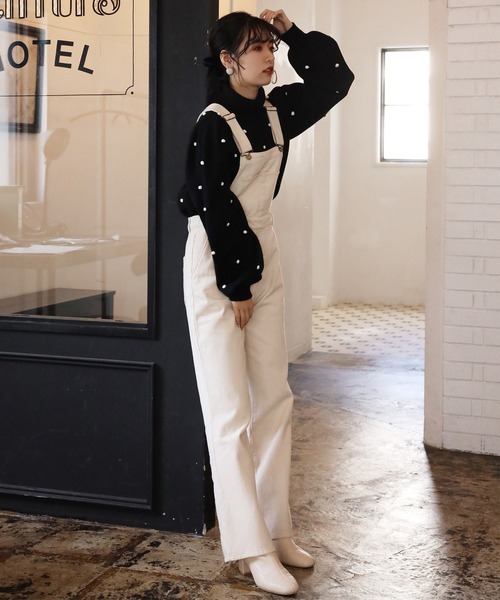 one after another NICE CLAUP（ワンアフターアナザーナイスクラップ）の「デニムサロペット（サロペット/オーバーオール・レディース・アイボリー/ブラック/ネイビー/パープル・FREE）」の18枚目の写真