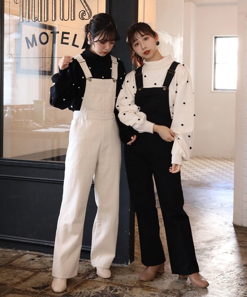 one after another NICE CLAUP（ワンアフターアナザーナイスクラップ）の「デニムサロペット（サロペット/オーバーオール・レディース・アイボリー/ブラック/ネイビー/パープル・FREE）」の10枚目の写真