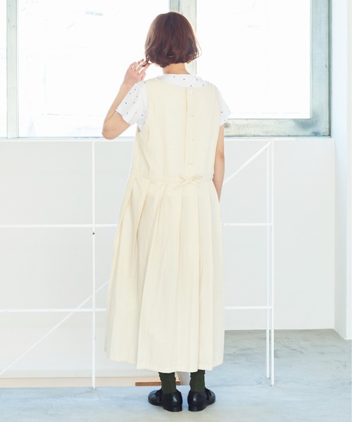 bulle de savon（ビュルデサボン）の「オーガニックコットン タックジャンパースカート（ジャンパースカート・レディース・キナリ/チャコールグレー・FREE）」の10枚目の写真