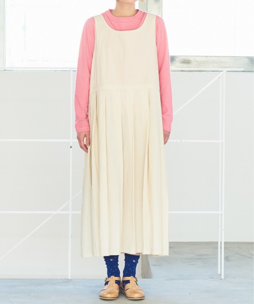 bulle de savon（ビュルデサボン）の「オーガニックコットン タックジャンパースカート（ジャンパースカート・レディース・キナリ/チャコールグレー・FREE）」の8枚目の写真