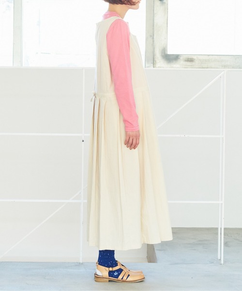 bulle de savon（ビュルデサボン）の「オーガニックコットン タックジャンパースカート（ジャンパースカート・レディース・キナリ/チャコールグレー・FREE）」の16枚目の写真