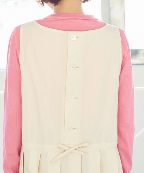 bulle de savon（ビュルデサボン）の「オーガニックコットン タックジャンパースカート（ジャンパースカート・レディース・キナリ/チャコールグレー・FREE）」の7枚目の写真