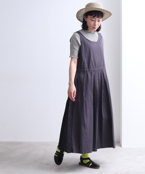 bulle de savon（ビュルデサボン）の「オーガニックコットン タックジャンパースカート（ジャンパースカート・レディース・キナリ/チャコールグレー・FREE）」の20枚目の写真