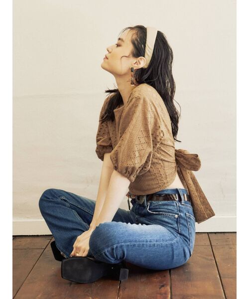 EVRIS（エヴリス）の「コットンレースバックリボンブラウス（シャツ/ブラウス・レディース・カーキ/ブラウン/ホワイト/ブラック・FREE）」の7枚目の写真