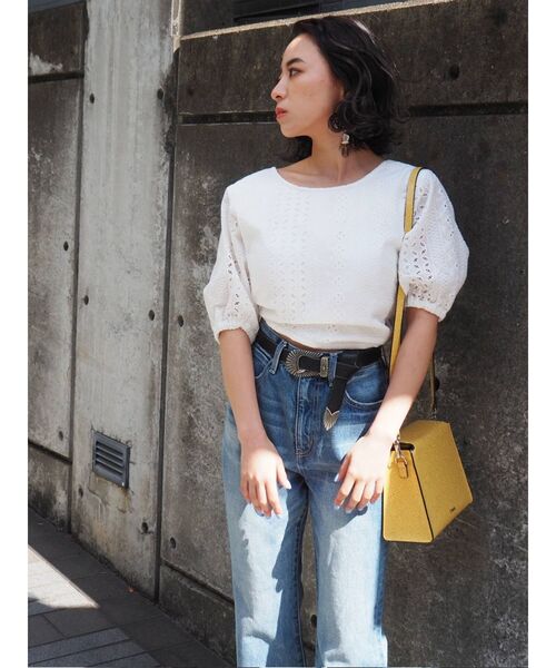 EVRIS（エヴリス）の「コットンレースバックリボンブラウス（シャツ/ブラウス・レディース・カーキ/ブラウン/ホワイト/ブラック・FREE）」の10枚目の写真