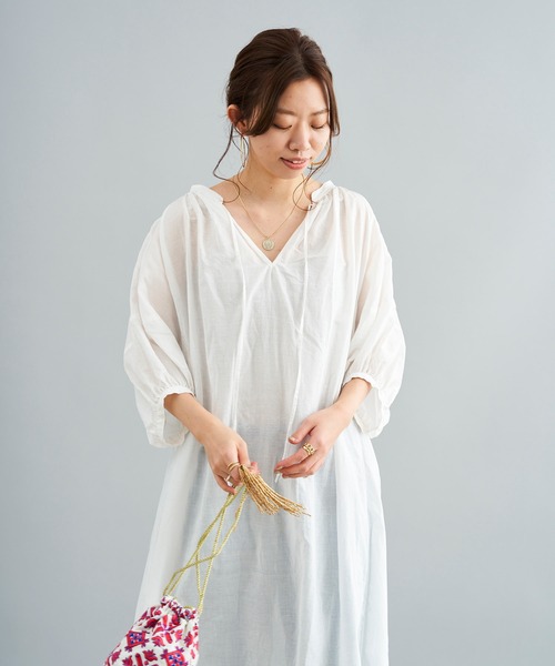 DouDou（ドゥドゥ）の「袖切替カフタンワンピース（ワンピース・レディース・オフホワイト/ブラック/パープル・FREE）」の11枚目の写真