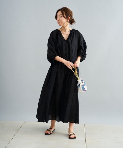 DouDou（ドゥドゥ）の「袖切替カフタンワンピース（ワンピース・レディース・オフホワイト/ブラック/パープル・FREE）」の20枚目の写真