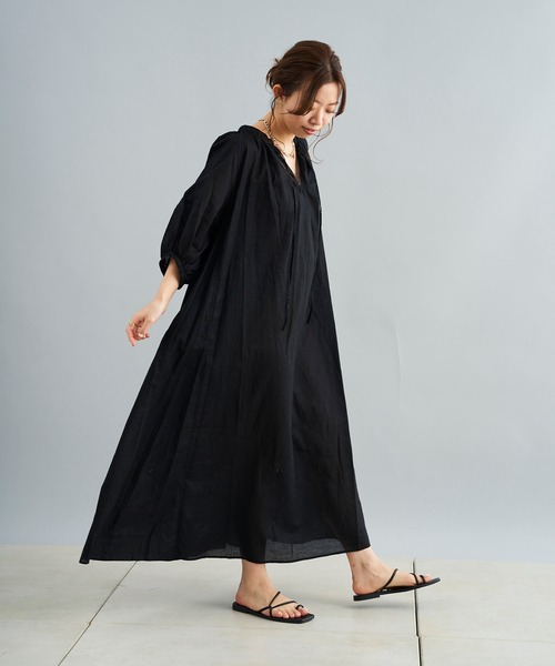 DouDou（ドゥドゥ）の「袖切替カフタンワンピース（ワンピース・レディース・オフホワイト/ブラック/パープル・FREE）」の22枚目の写真