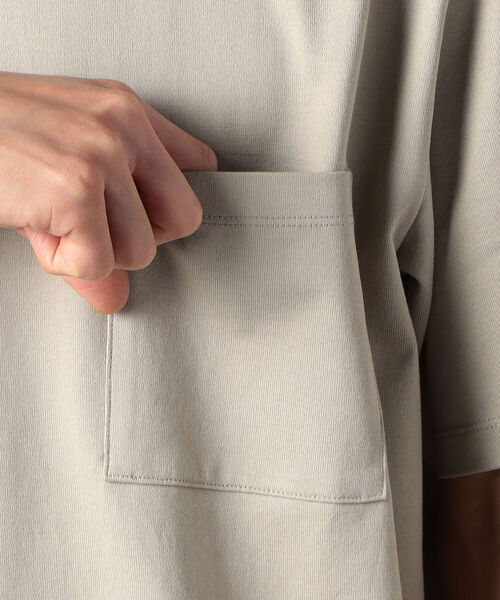 GLOSTER（グロスター）の「【SUVIN GOLD】ポケット付きTシャツ (世界最高級の超長綿使用、ツルっと冷たい肌触りが特徴！)（Tシャツ/カットソー・メンズ・チャコールグレー/ベージュ/オフホワイト・S/M/L/XL）」の14枚目の写真