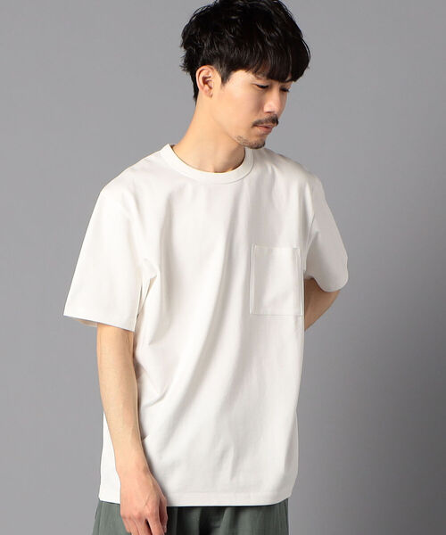 GLOSTER（グロスター）の「【SUVIN GOLD】ポケット付きTシャツ (世界最高級の超長綿使用、ツルっと冷たい肌触りが特徴！)（Tシャツ/カットソー・メンズ・チャコールグレー/ベージュ/オフホワイト・S/M/L/XL）」の13枚目の写真