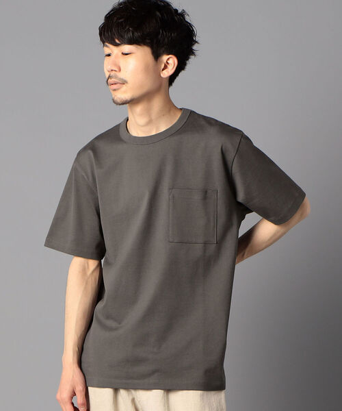 GLOSTER（グロスター）の「【SUVIN GOLD】ポケット付きTシャツ (世界最高級の超長綿使用、ツルっと冷たい肌触りが特徴！)（Tシャツ/カットソー・メンズ・チャコールグレー/ベージュ/オフホワイト・S/M/L/XL）」の8枚目の写真