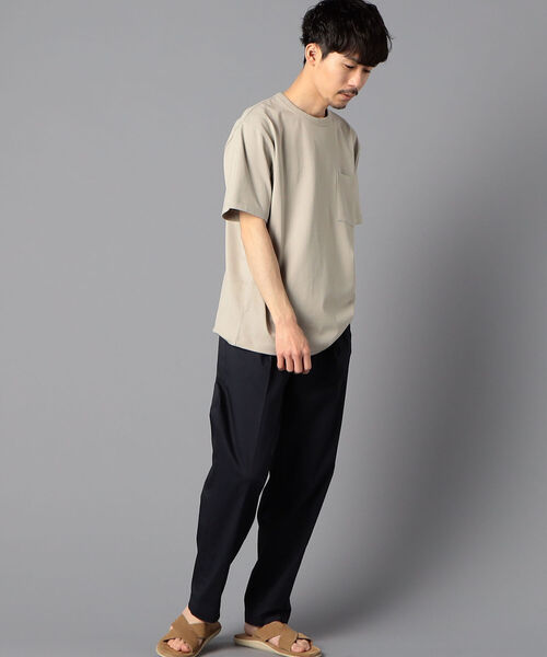 GLOSTER（グロスター）の「【SUVIN GOLD】ポケット付きTシャツ (世界最高級の超長綿使用、ツルっと冷たい肌触りが特徴！)（Tシャツ/カットソー・メンズ・チャコールグレー/ベージュ/オフホワイト・S/M/L/XL）」の15枚目の写真