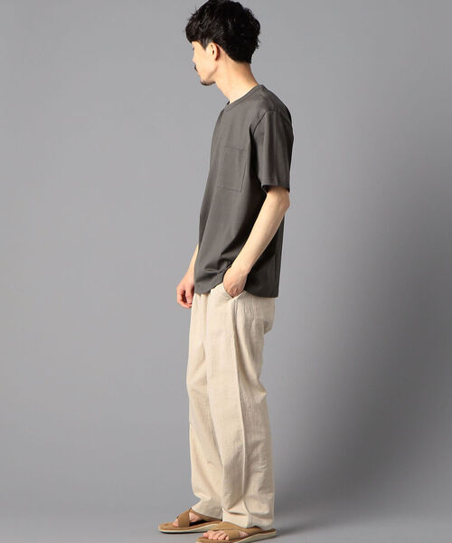 GLOSTER（グロスター）の「【SUVIN GOLD】ポケット付きTシャツ (世界最高級の超長綿使用、ツルっと冷たい肌触りが特徴！)（Tシャツ/カットソー・メンズ・チャコールグレー/ベージュ/オフホワイト・S/M/L/XL）」の17枚目の写真