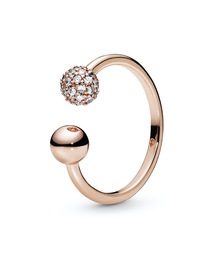 PANDORA | ポリッシュド ＆ パヴェ ビーズ オープン リング(リング)