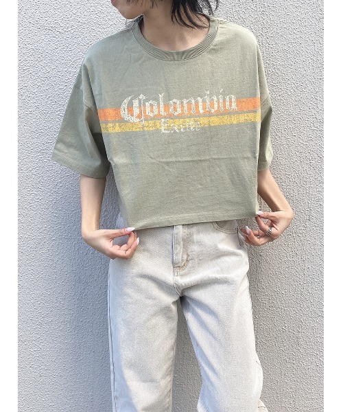 one way（ワンウェイ）の「【oneway Jeans】コロンビアショートTシャツ（Tシャツ/カットソー・レディース・ホワイト/ブラック/ダークグリーン/ライトイエロー・FREE）」の4枚目の写真