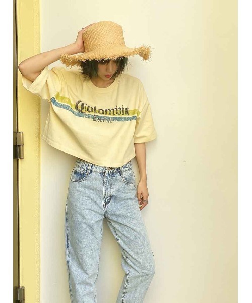 one way（ワンウェイ）の「【oneway Jeans】コロンビアショートTシャツ（Tシャツ/カットソー・レディース・ホワイト/ブラック/ダークグリーン/ライトイエロー・FREE）」の9枚目の写真