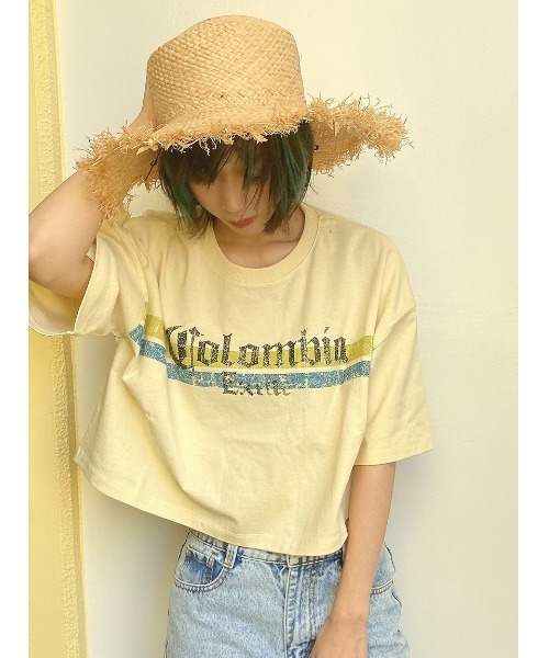 one way（ワンウェイ）の「【oneway Jeans】コロンビアショートTシャツ（Tシャツ/カットソー・レディース・ホワイト/ブラック/ダークグリーン/ライトイエロー・FREE）」の5枚目の写真