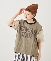 CUBE SUGAR（キューブシュガー）の「スラブ天竺 クレイジー 切替 クルーネック（Tシャツ/カットソー）」