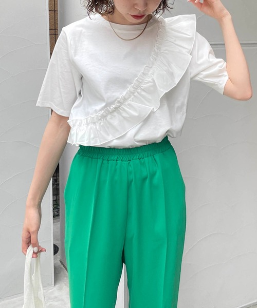 CAPRICIEUX LE'MAGE（カプリシューレマージュ）の「アシメフリルＴシャツ（Tシャツ/カットソー・レディース・ブラック/ホワイト・FREE）」の18枚目の写真