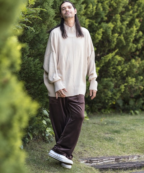 CAMBIO(カンビオ)の「mn2398-Gimmick Loose Turtle Neck Knit Pullover プルオーバー(ニット/セーター・メンズ・ブラック/オリーブ/グレイッシュベージュ/キナリ・S/M/L)」の9枚目の写真