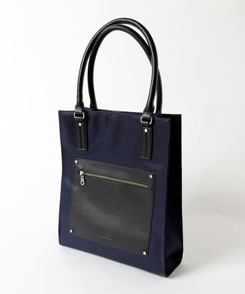 UNION STATION（ユニオンステーション）の「【スムース調】ツイルスクエアトートバッグ（トートバッグ・メンズ・ホワイト/ブラック/ネイビー・FREE）」の11枚目の写真