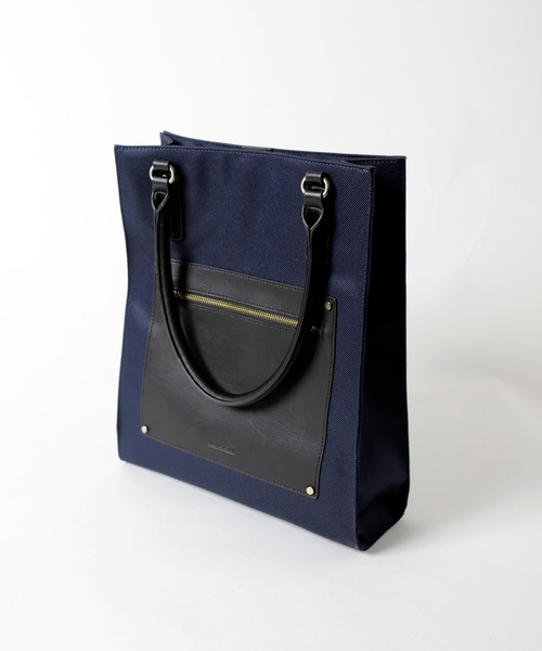 UNION STATION（ユニオンステーション）の「【スムース調】ツイルスクエアトートバッグ（トートバッグ・メンズ・ホワイト/ブラック/ネイビー・FREE）」の14枚目の写真