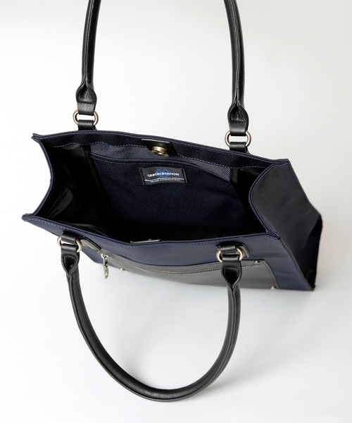 UNION STATION（ユニオンステーション）の「【スムース調】ツイルスクエアトートバッグ（トートバッグ・メンズ・ホワイト/ブラック/ネイビー・FREE）」の15枚目の写真