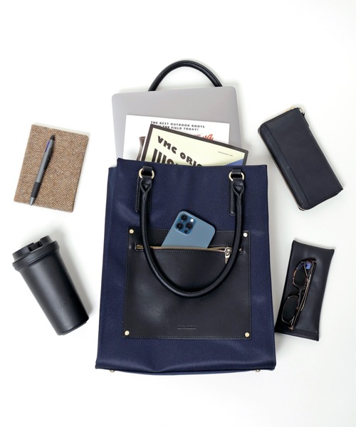 UNION STATION（ユニオンステーション）の「【スムース調】ツイルスクエアトートバッグ（トートバッグ・メンズ・ホワイト/ブラック/ネイビー・FREE）」の16枚目の写真