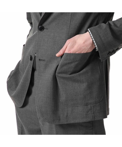 uniform experiment（ユニフォームエクスペリメント）の「STRETCH PLAIN WEAVE CLOTH 2BUTTON JACKET（テーラードジャケット・メンズ・チャコールグレー/ベージュ・3/2/4/1）」の9枚目の写真
