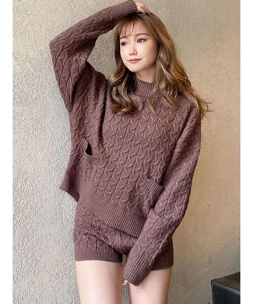 GYDA(ジェイダ)の「【セットアップ着用可】ケーブルpocketニットトップス(ニット/セーター・レディース・ベージュ/ブラウン/ピンク・FREE)」の11枚目の写真