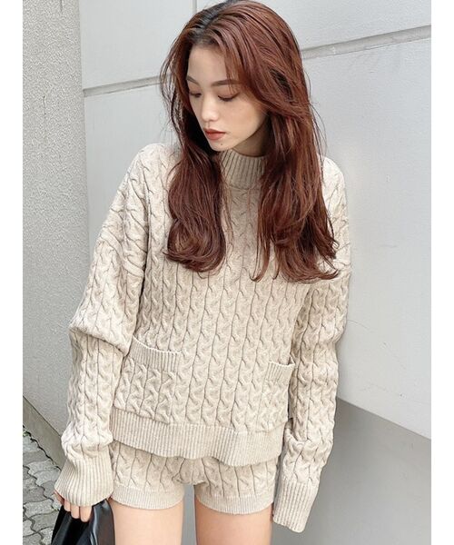 GYDA(ジェイダ)の「【セットアップ着用可】ケーブルpocketニットトップス(ニット/セーター・レディース・ベージュ/ブラウン/ピンク・FREE)」の21枚目の写真