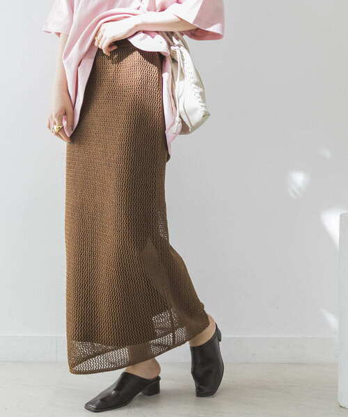 URBAN RESEARCH（アーバンリサーチ）の「メッシュニットスカート（スカート・レディース・ブルー/ブラウン系その他・FREE）」の3枚目の写真
