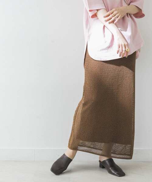 URBAN RESEARCH（アーバンリサーチ）の「メッシュニットスカート（スカート・レディース・ブルー/ブラウン系その他・FREE）」の4枚目の写真