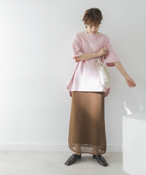 URBAN RESEARCH（アーバンリサーチ）の「メッシュニットスカート（スカート・レディース・ブルー/ブラウン系その他・FREE）」の6枚目の写真