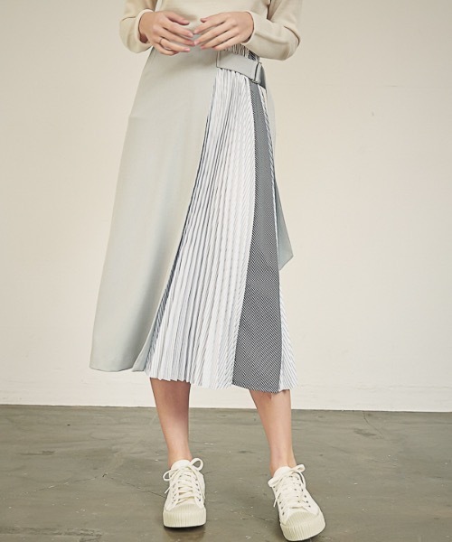 ACUD（アクド）の「【ACUD 】ティエラプリーツスカート / Tiera Pleats Skirt（スカート・レディース・ライトブルーグレー・SMALL/MEDIUM）」の2枚目の写真