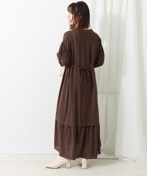 libelle more（リベル モア）の「オーガン紐付きロングワンピース（ワンピース・レディース・グリーン/ブラウン/ピンク/ブラック/グレイッシュベージュ・M/L）」の12枚目の写真