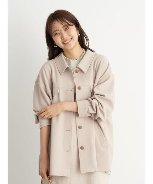 earth music&ecology（アースミュージックアンドエコロジー）の「CPOジャケット ＊（ブルゾン・レディース・ライトベージュ/ブラウン/ライトパープル・FREE）」の4枚目の写真